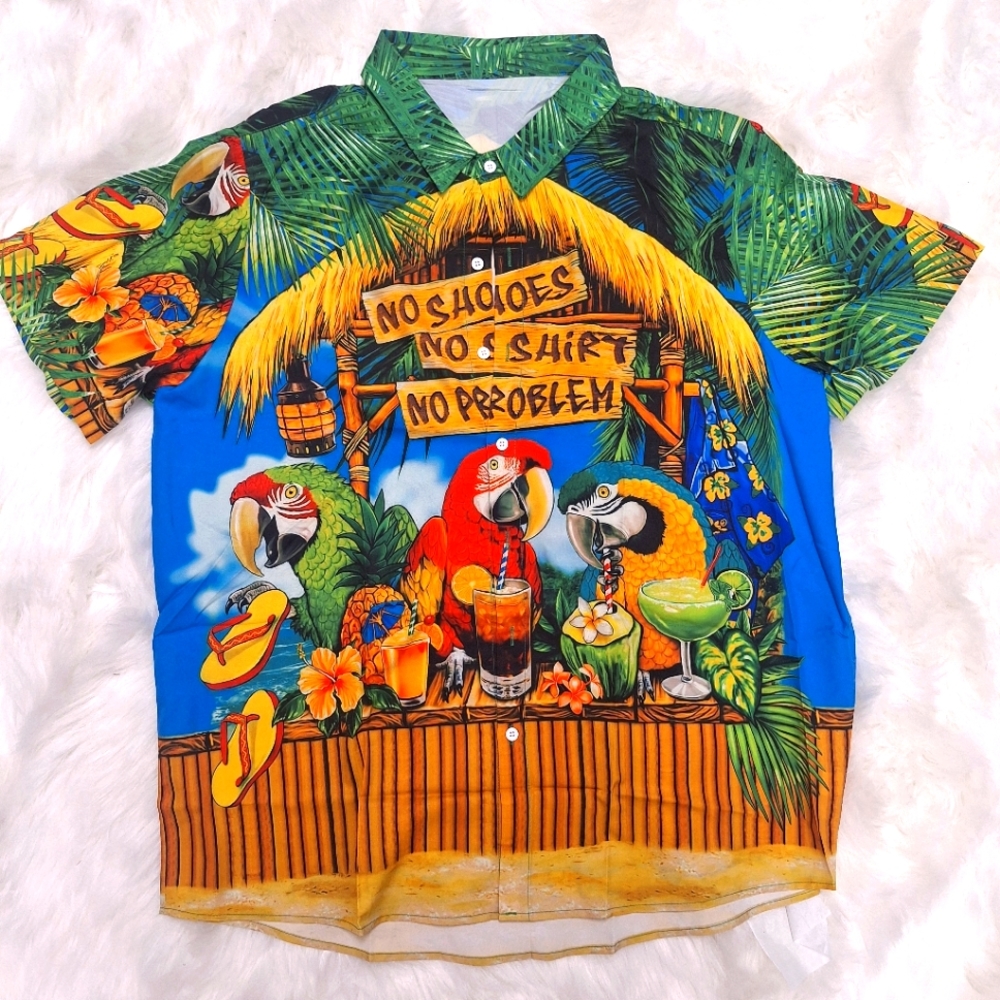 Hawaiian button-up Paradise shirt- New, No Tag